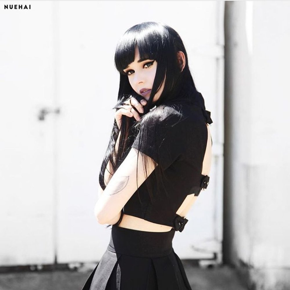 new HTF Deandri Sane gothic buckle backless top XL